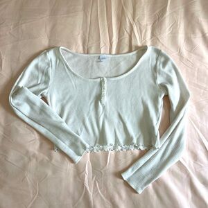 Cropped Waffle Tee - white